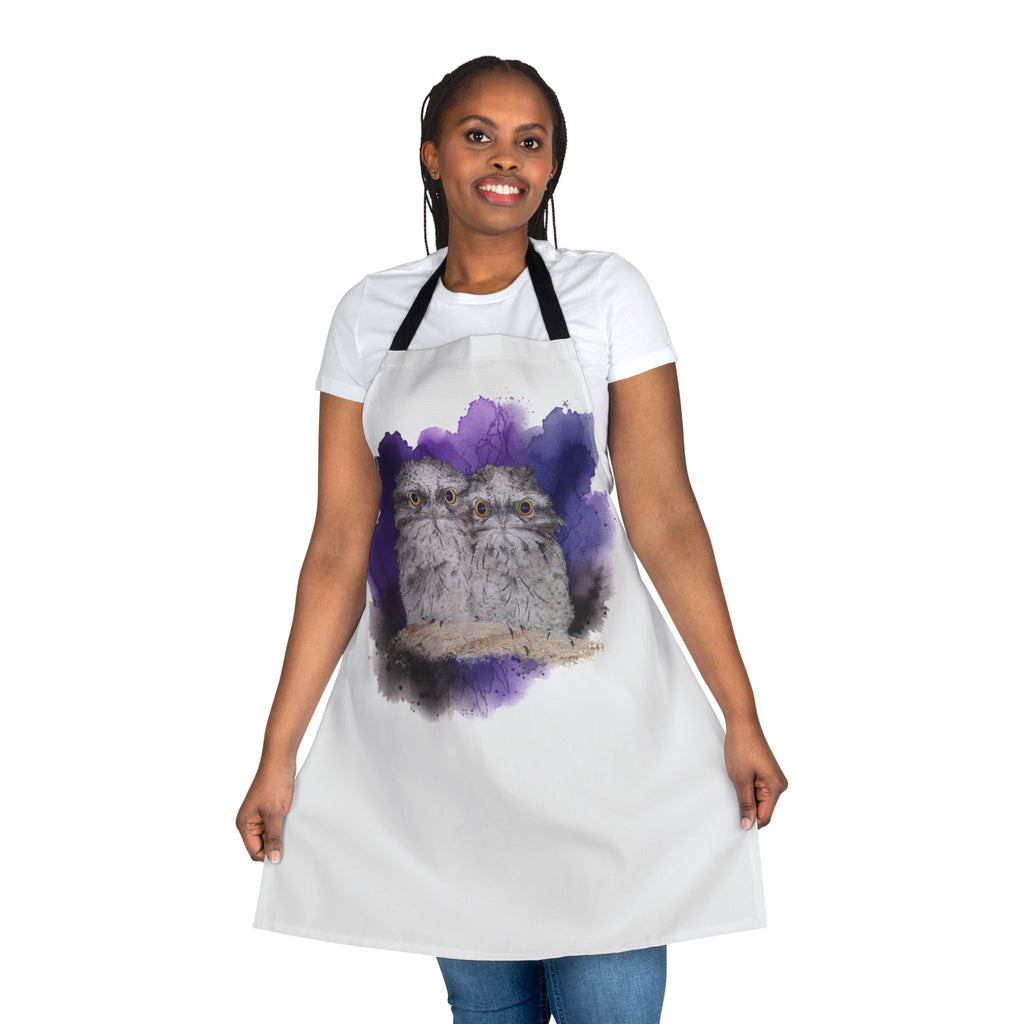 Tawny Frogmouth Watercolor Apron — Birds & Nature Cooking Apron