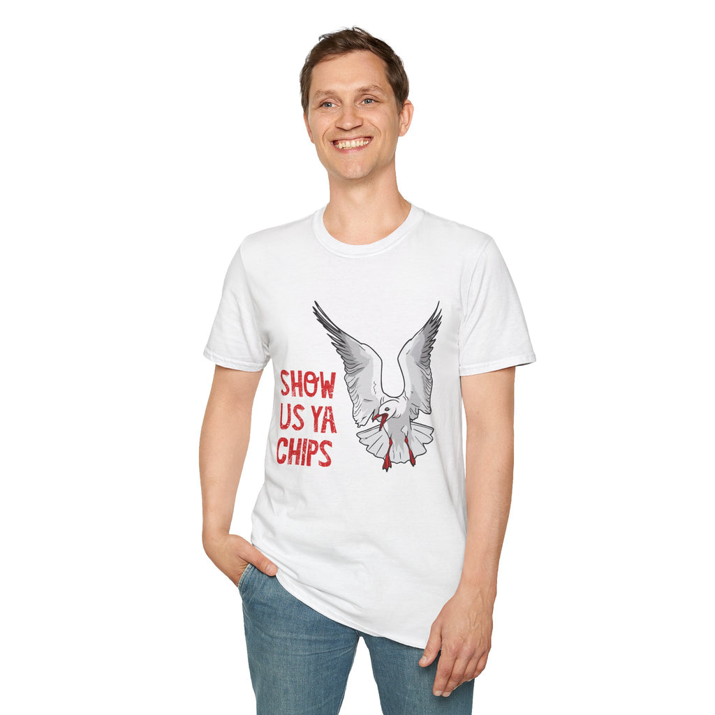 "Show Us Ya Chips?" Seagull Graphic T-Shirt