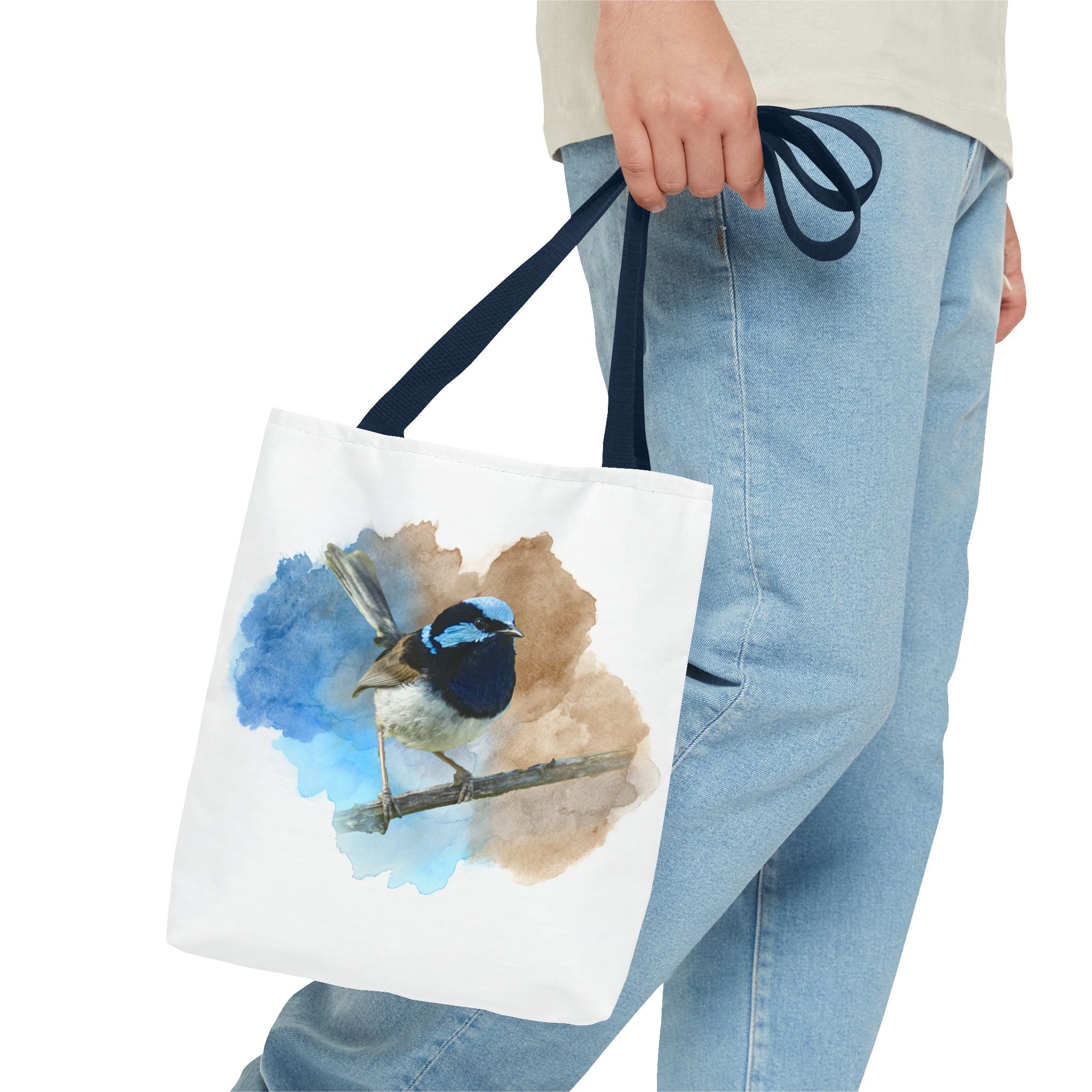 Superb Fairywren Watercolor Tote Bag – Australian Bird Art Shoulder Bag