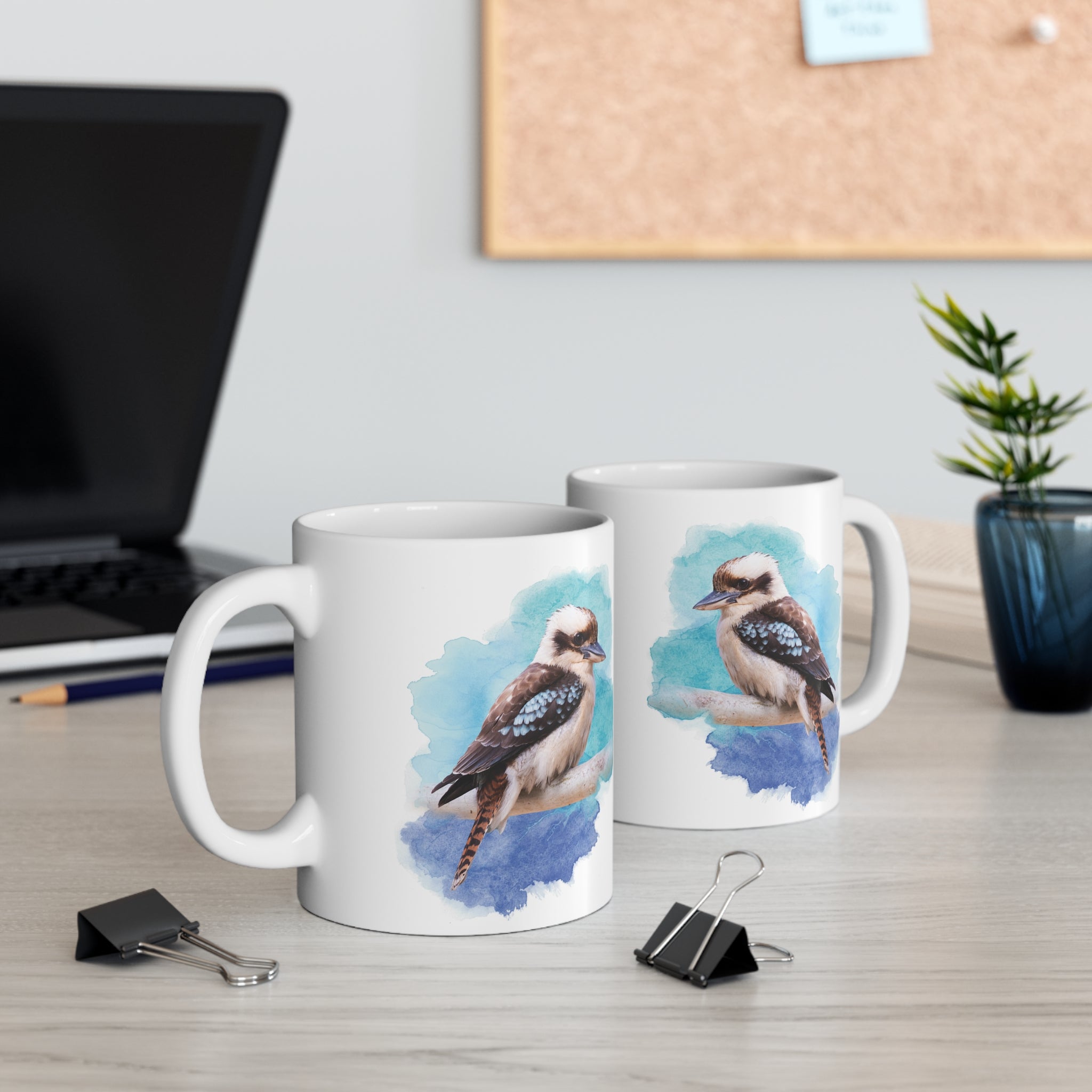 Laughing Kookaburra Watercolor Ceramic Mug – 11oz Bird Lover Coffee Cup