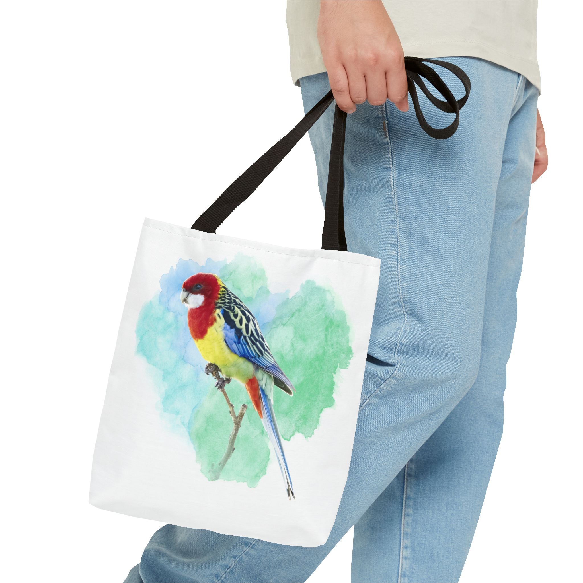Eastern Rosella Watercolor Tote Bag – Australian Bird Art Shoulder Bag