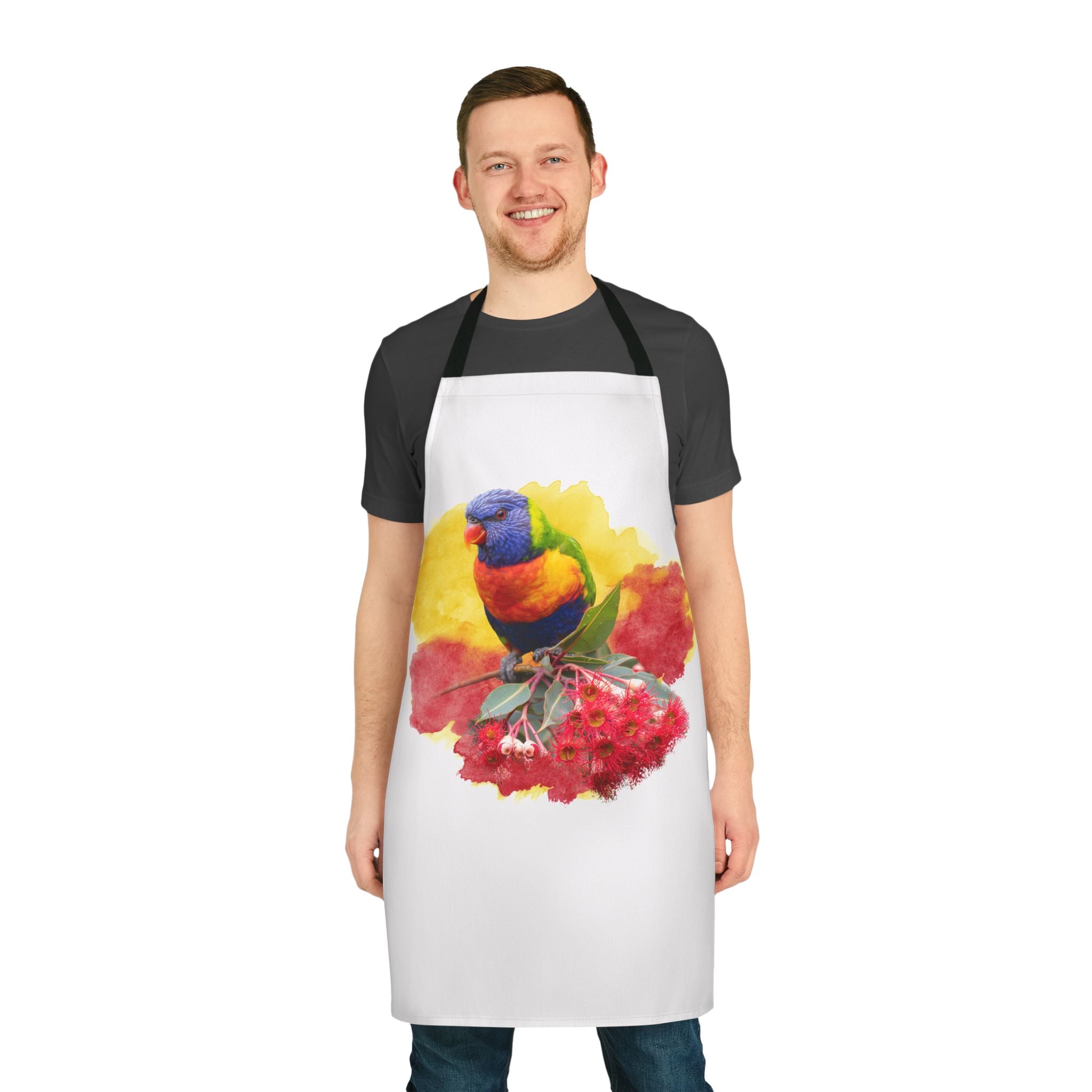 Rainbow Lorikeet Watercolor Apron — Birds & Nature Cooking Apron