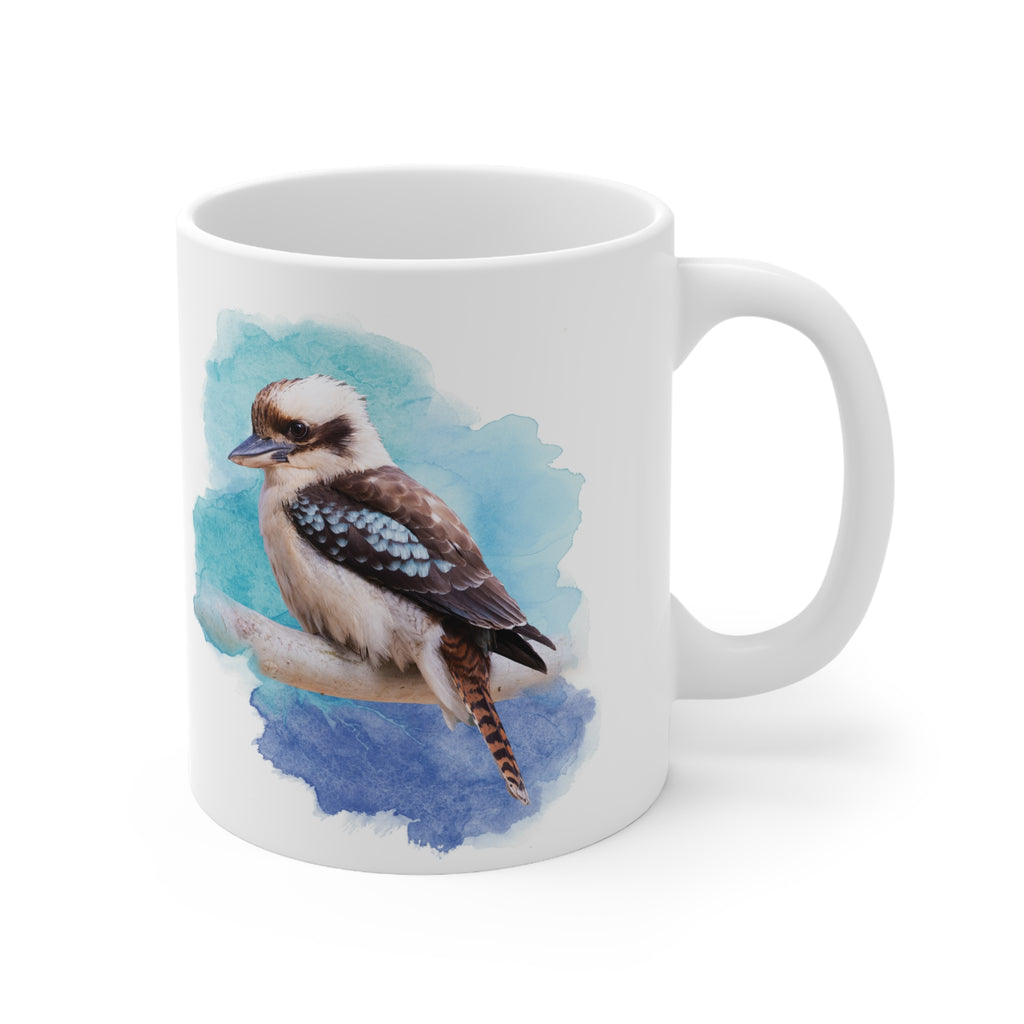 Laughing Kookaburra Watercolor Ceramic Mug – 11oz Bird Lover Coffee Cup