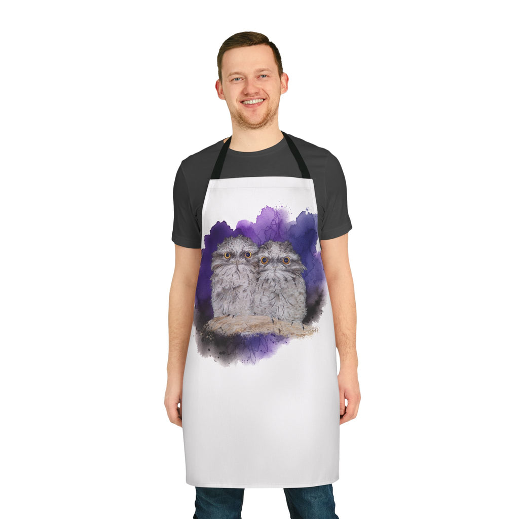 Tawny Frogmouth Watercolor Apron — Birds & Nature Cooking Apron