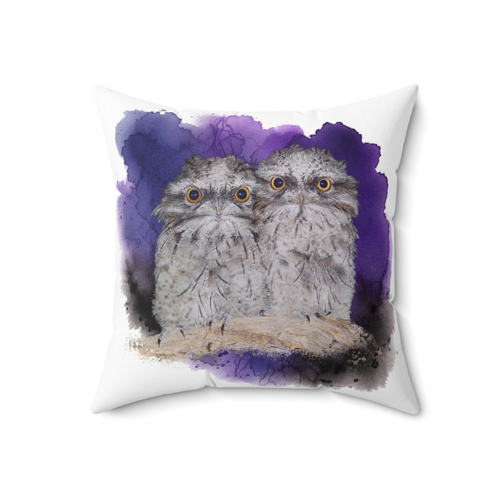 Tawny Frogmouth Spun Polyester Square Pillow