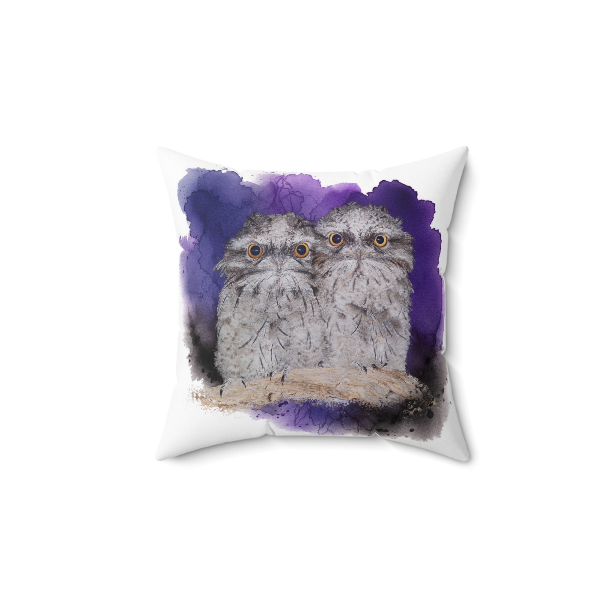 Tawny Frogmouth Spun Polyester Square Pillow