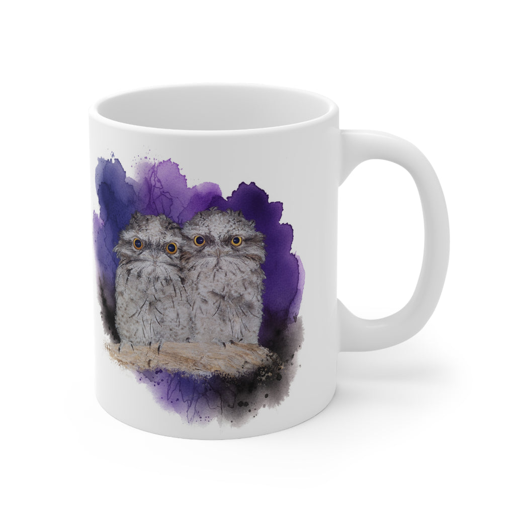 Tawny Frogmouth Watercolor Ceramic Mug – 11oz Bird Lover Coffee Cup