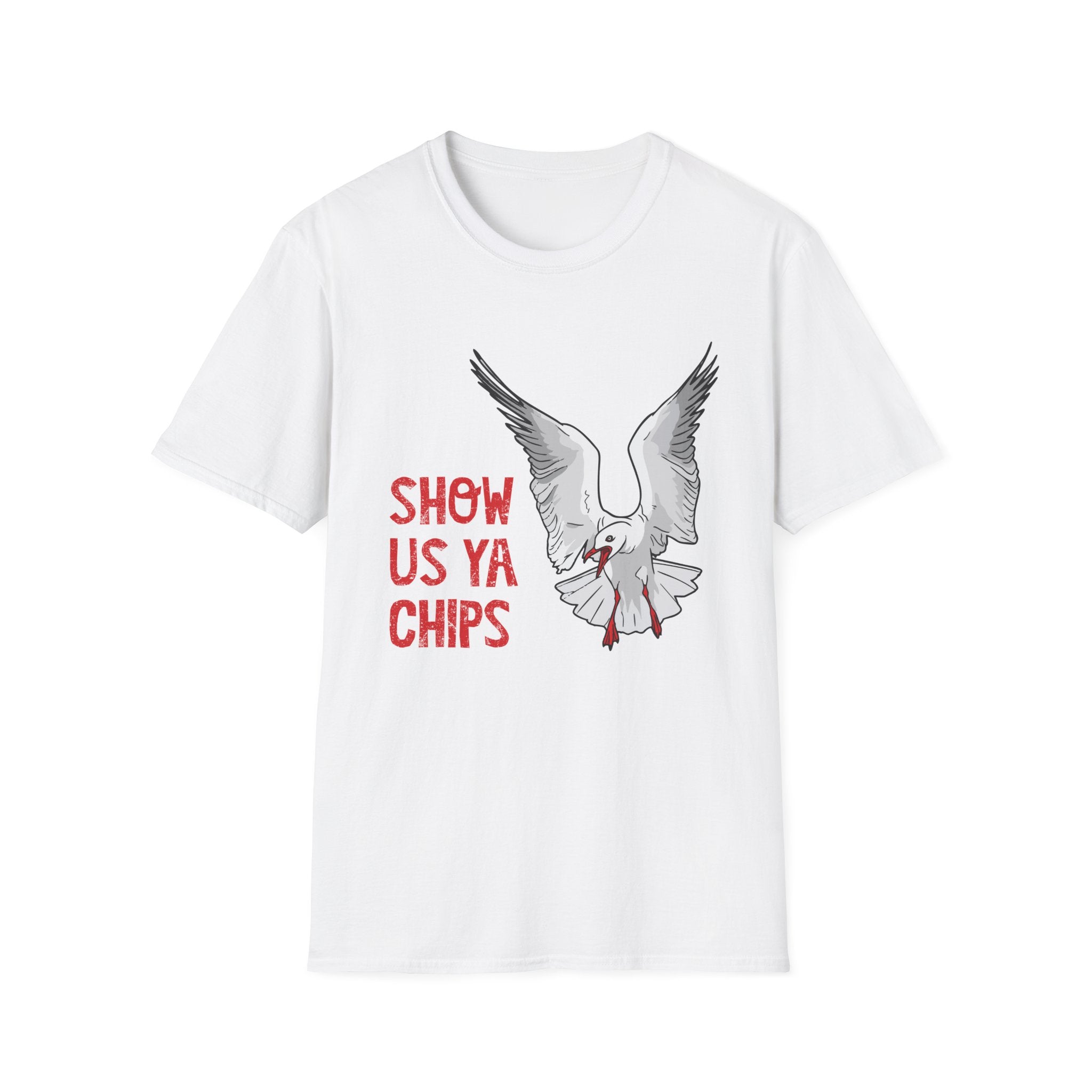 "Show Us Ya Chips?" Seagull Graphic T-Shirt