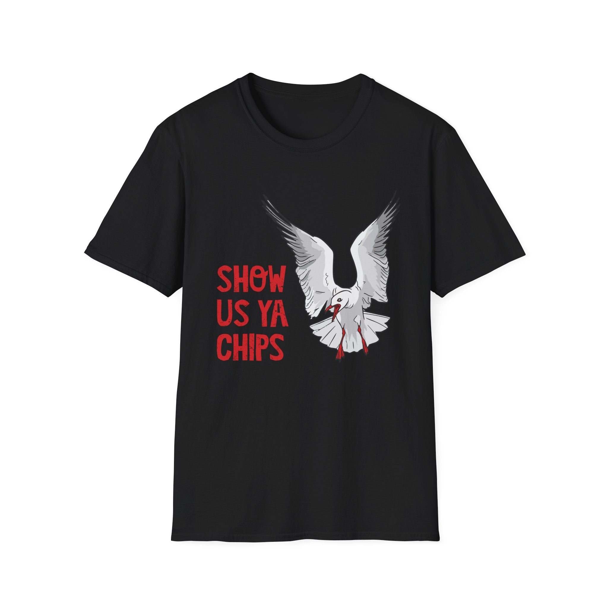 "Show Us Ya Chips?" Seagull Graphic T-Shirt