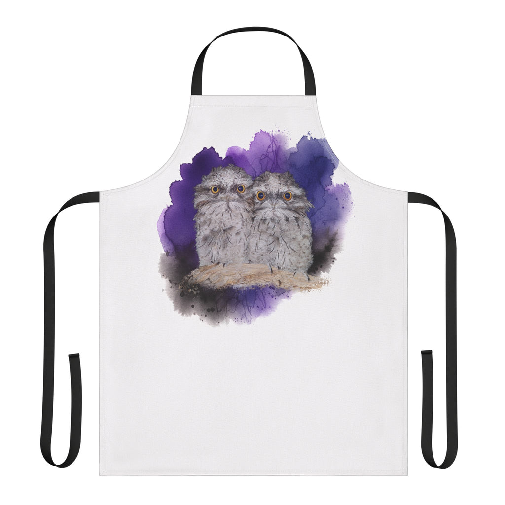 Tawny Frogmouth Watercolor Apron — Birds & Nature Cooking Apron