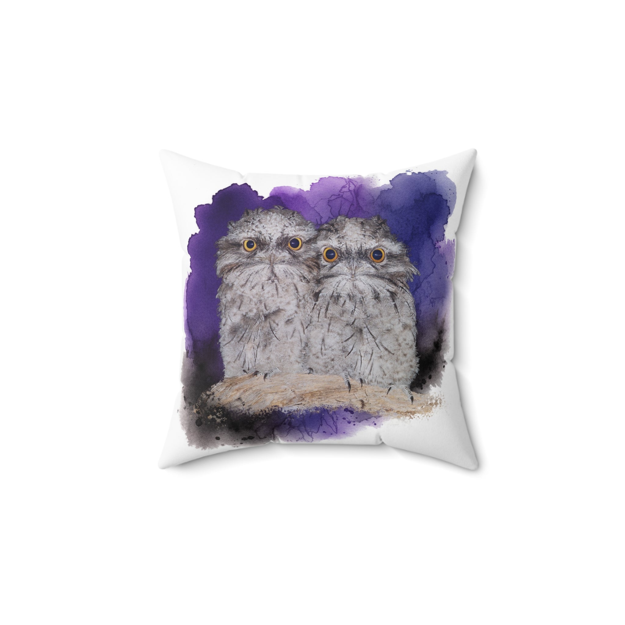 Tawny Frogmouth Spun Polyester Square Pillow