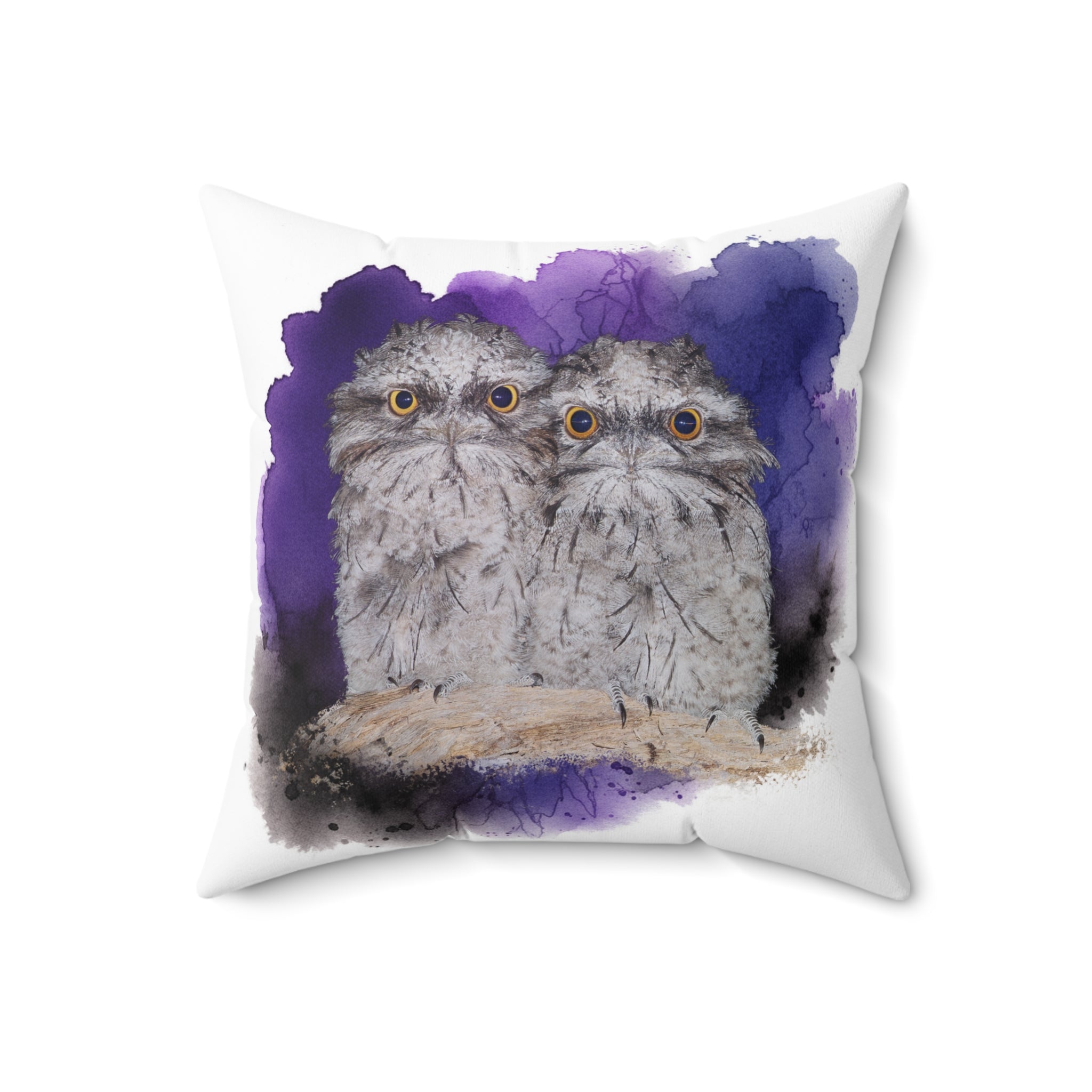 Tawny Frogmouth Spun Polyester Square Pillow