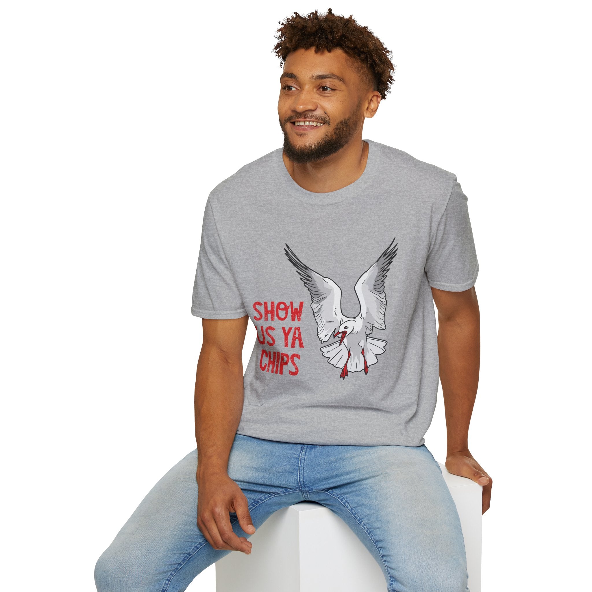 "Show Us Ya Chips?" Seagull Graphic T-Shirt