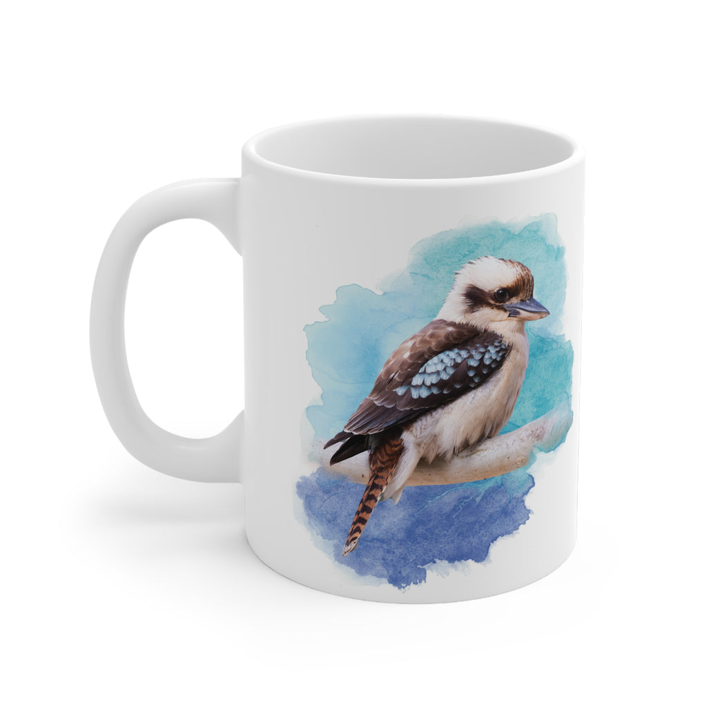 Laughing Kookaburra Watercolor Ceramic Mug – 11oz Bird Lover Coffee Cup
