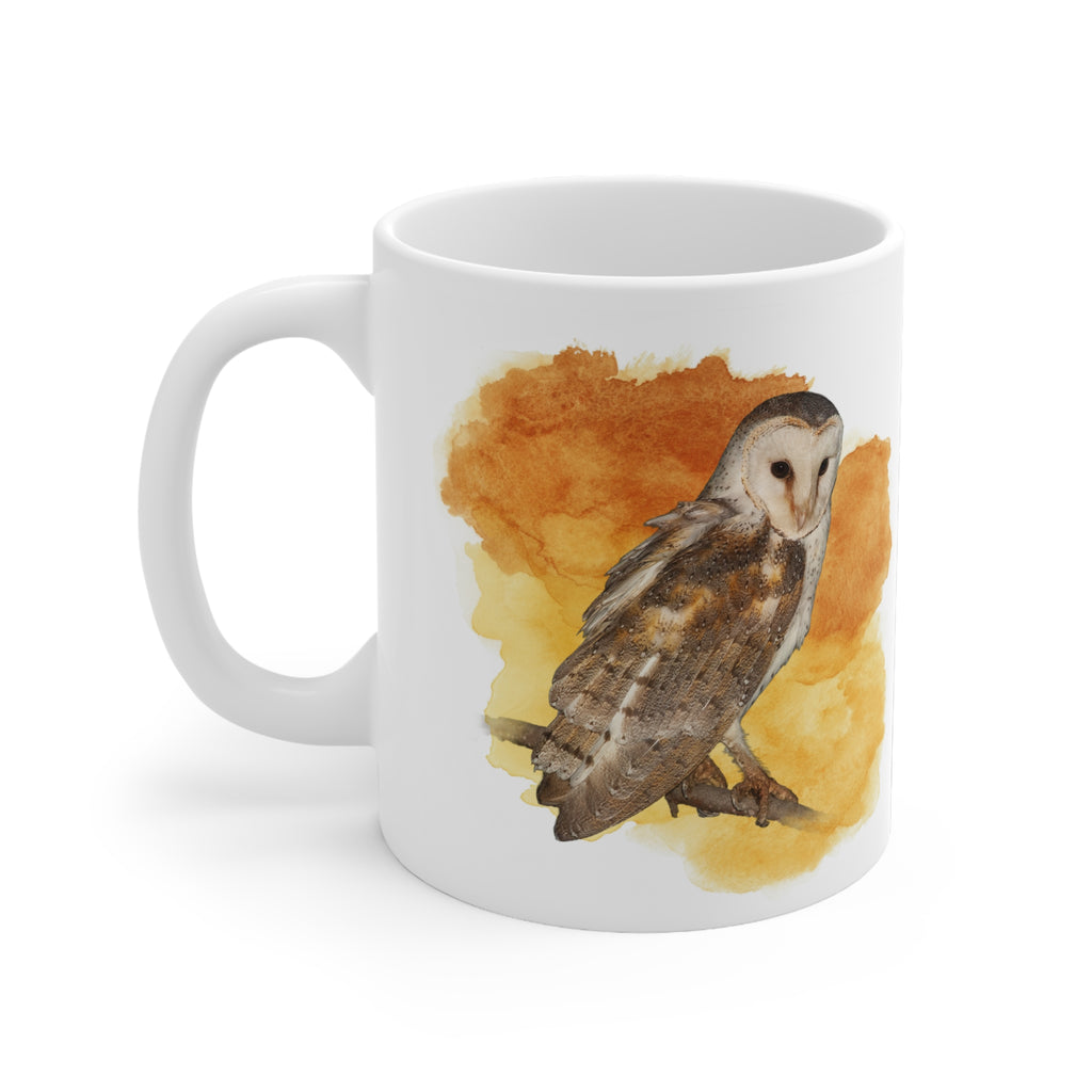 Barn Owl Watercolor Ceramic Mug – 11oz Bird Lover Coffee Cup