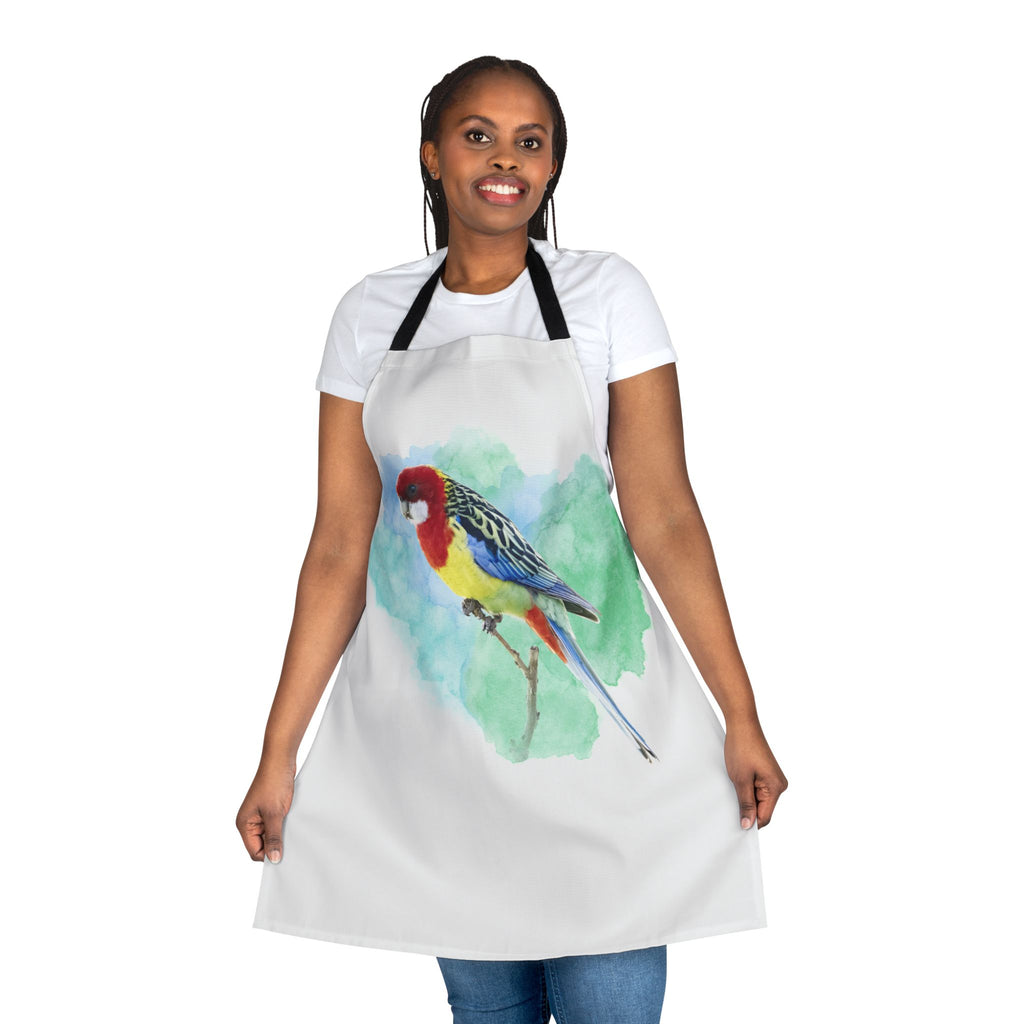 Eastern Rosella Watercolor Apron — Birds & Nature Cooking Apron