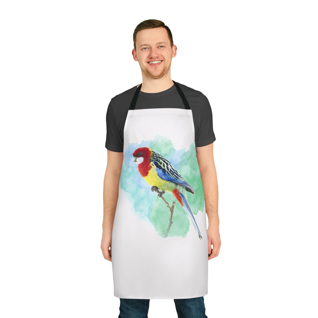 Eastern Rosella Watercolor Apron — Birds & Nature Cooking Apron