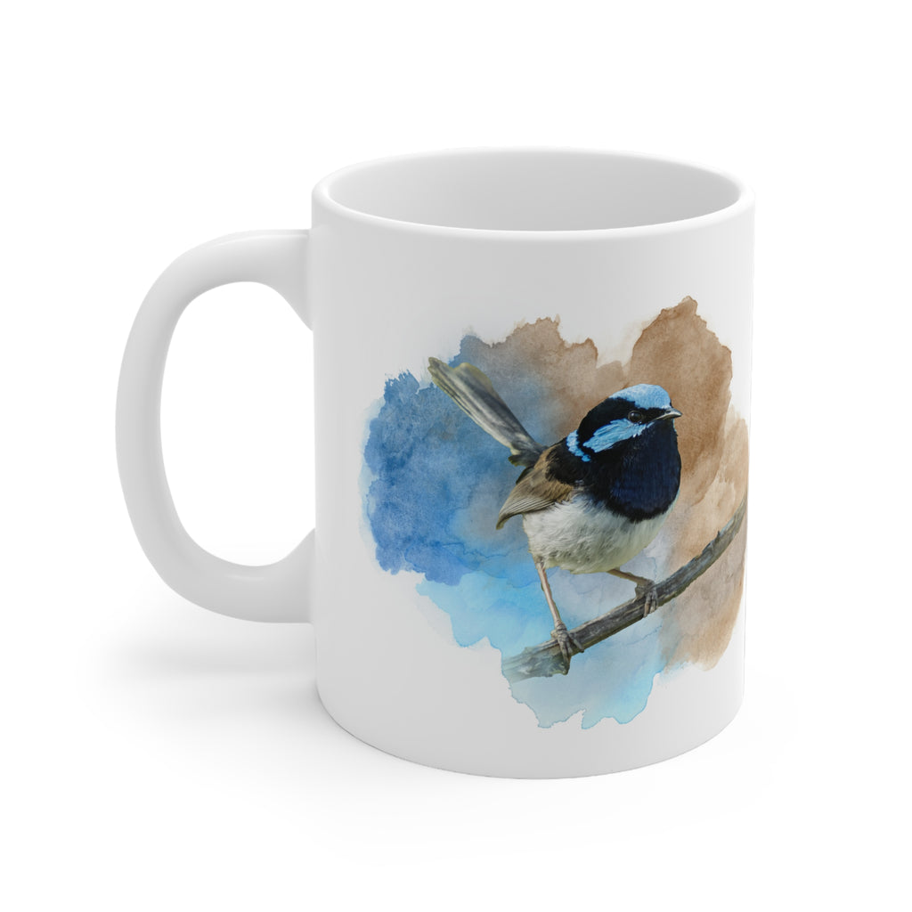 Superb Fairywren Watercolor Ceramic Mug – 11oz Bird Lover Coffee Cup