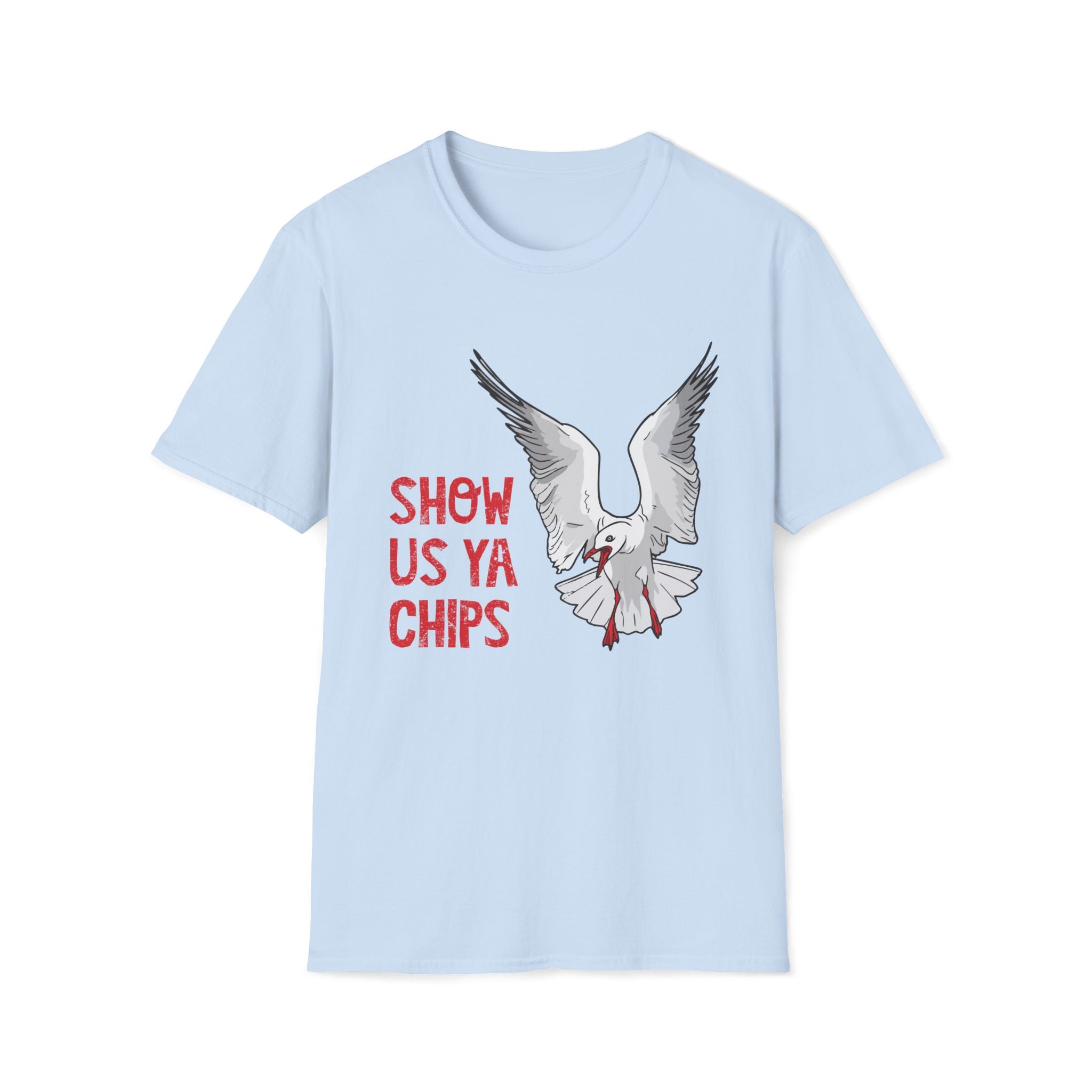"Show Us Ya Chips?" Seagull Graphic T-Shirt