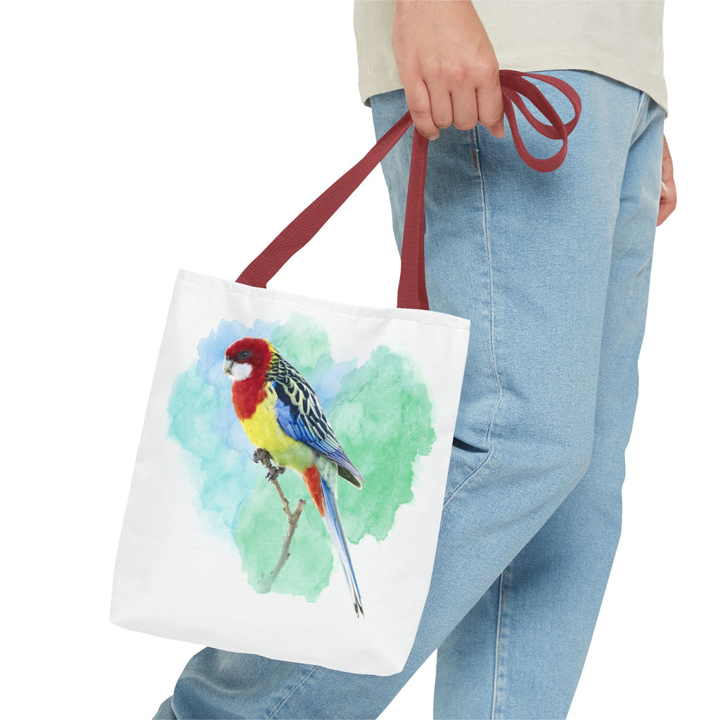 Eastern Rosella Watercolor Tote Bag – Australian Bird Art Shoulder Bag