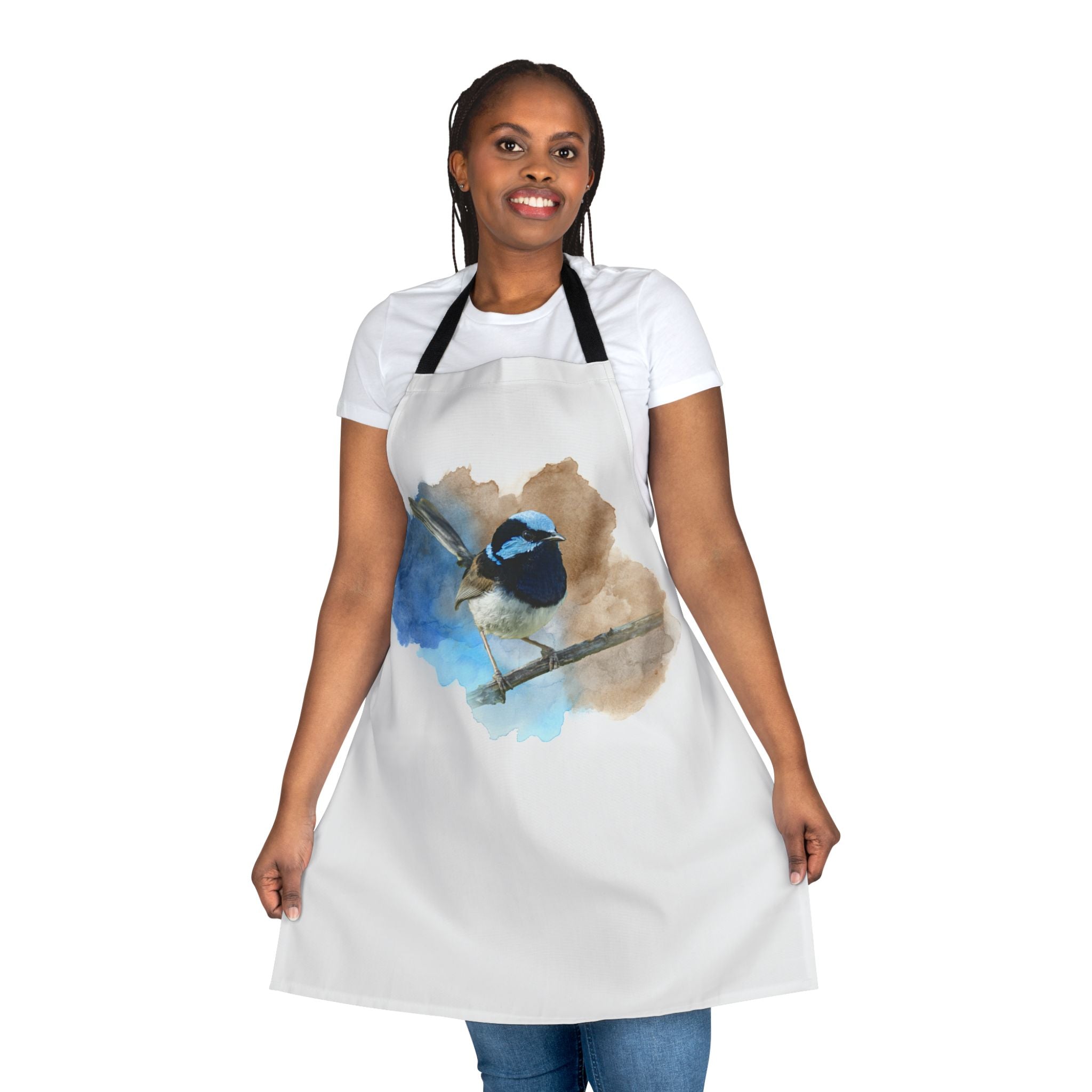 Superb Fairywren Watercolor Apron — Birds & Nature Cooking Apron