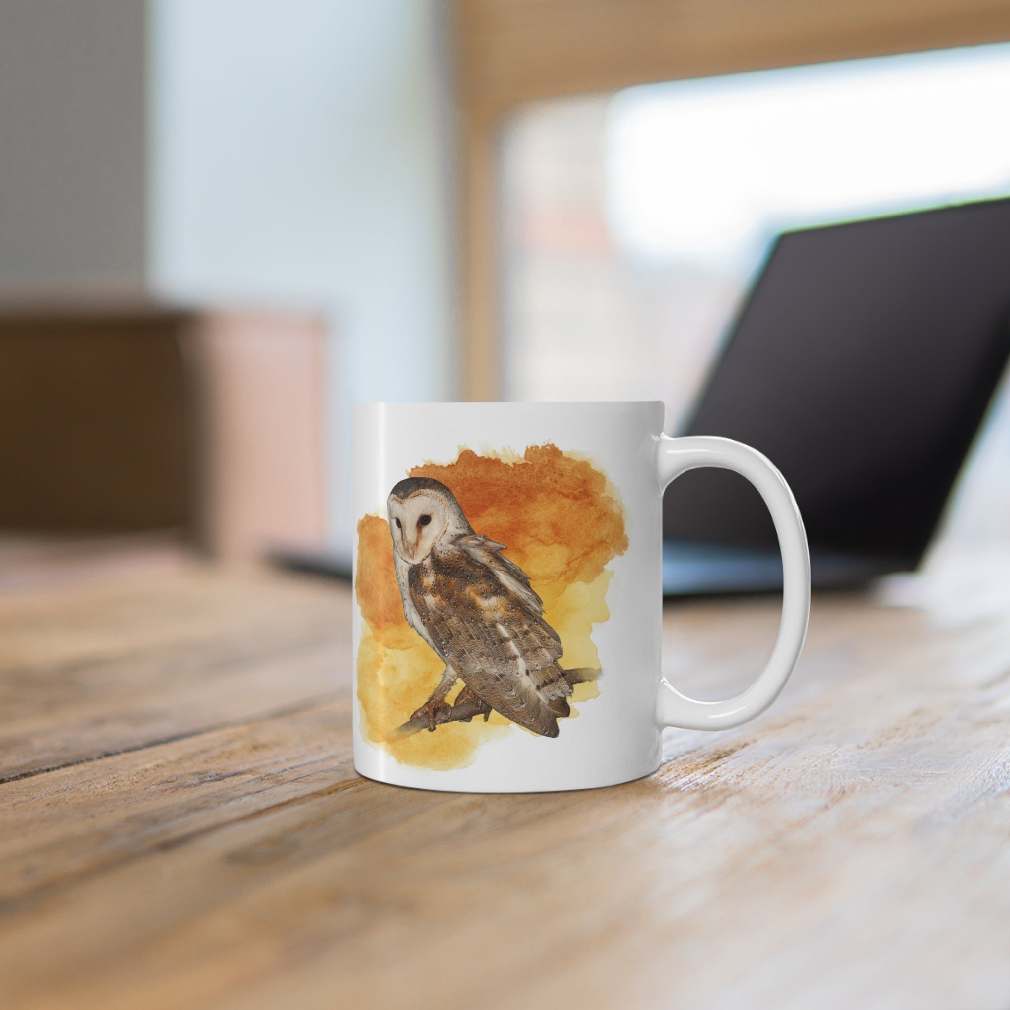 Barn Owl Watercolor Ceramic Mug – 11oz Bird Lover Coffee Cup