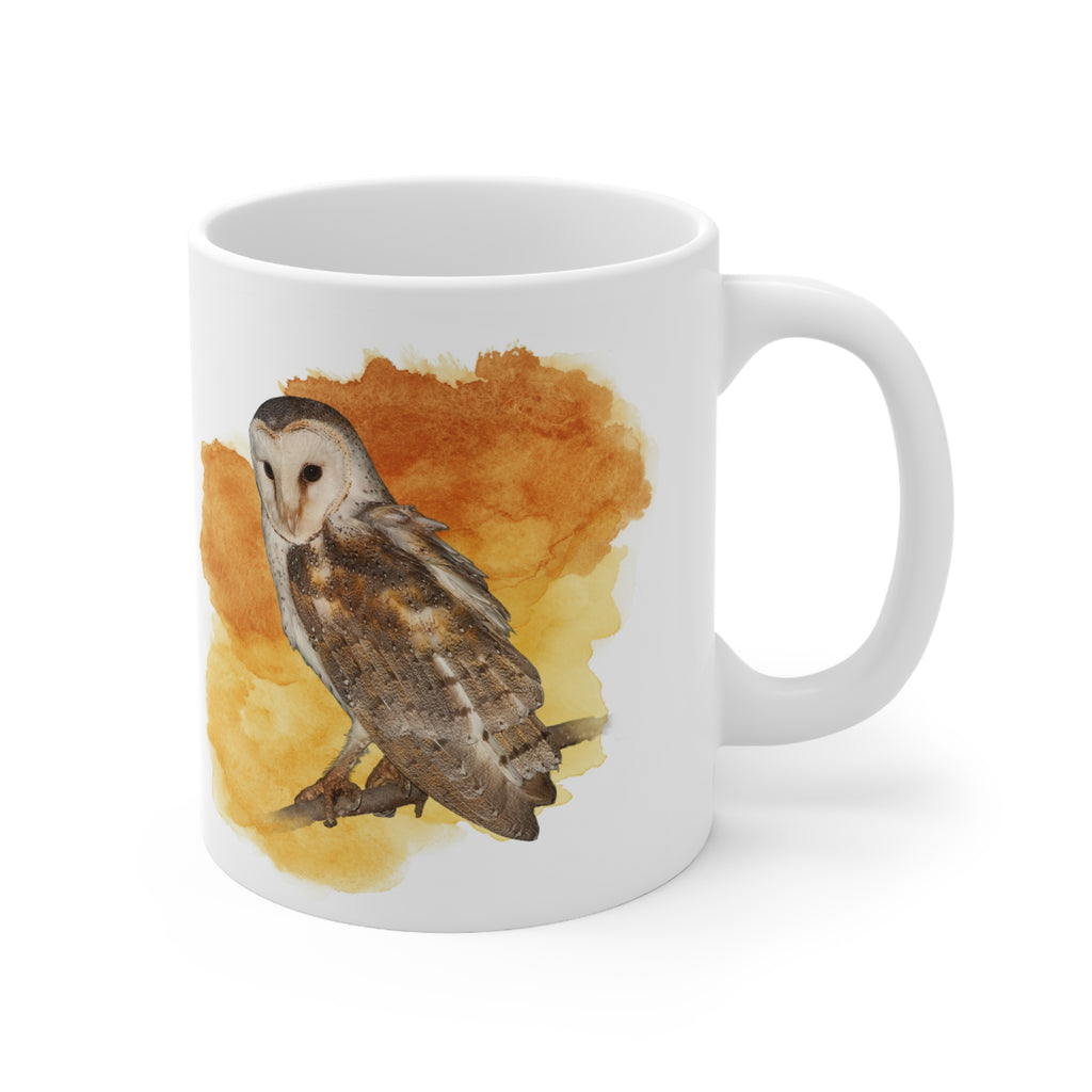 Barn Owl Watercolor Ceramic Mug – 11oz Bird Lover Coffee Cup