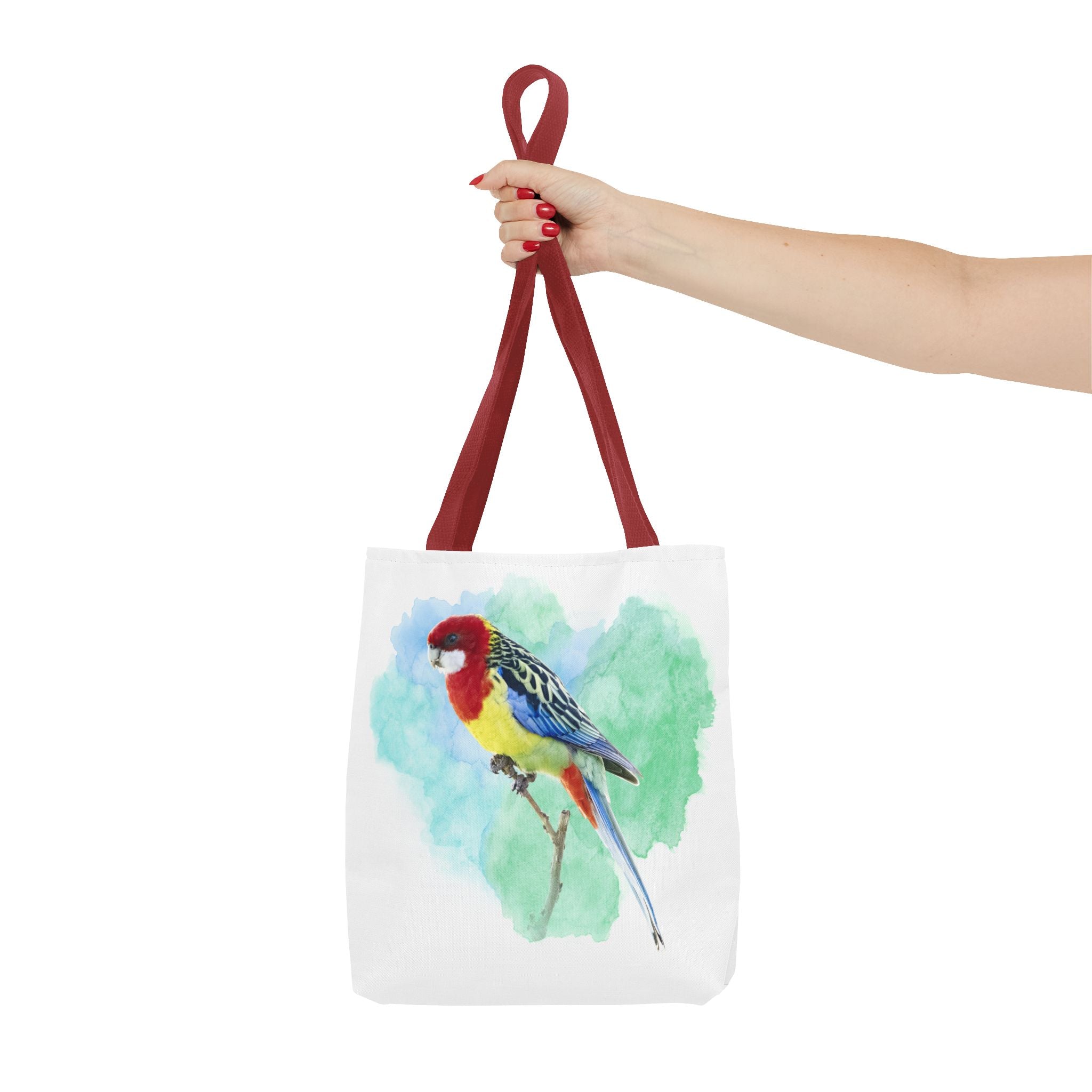 Eastern Rosella Watercolor Tote Bag – Australian Bird Art Shoulder Bag
