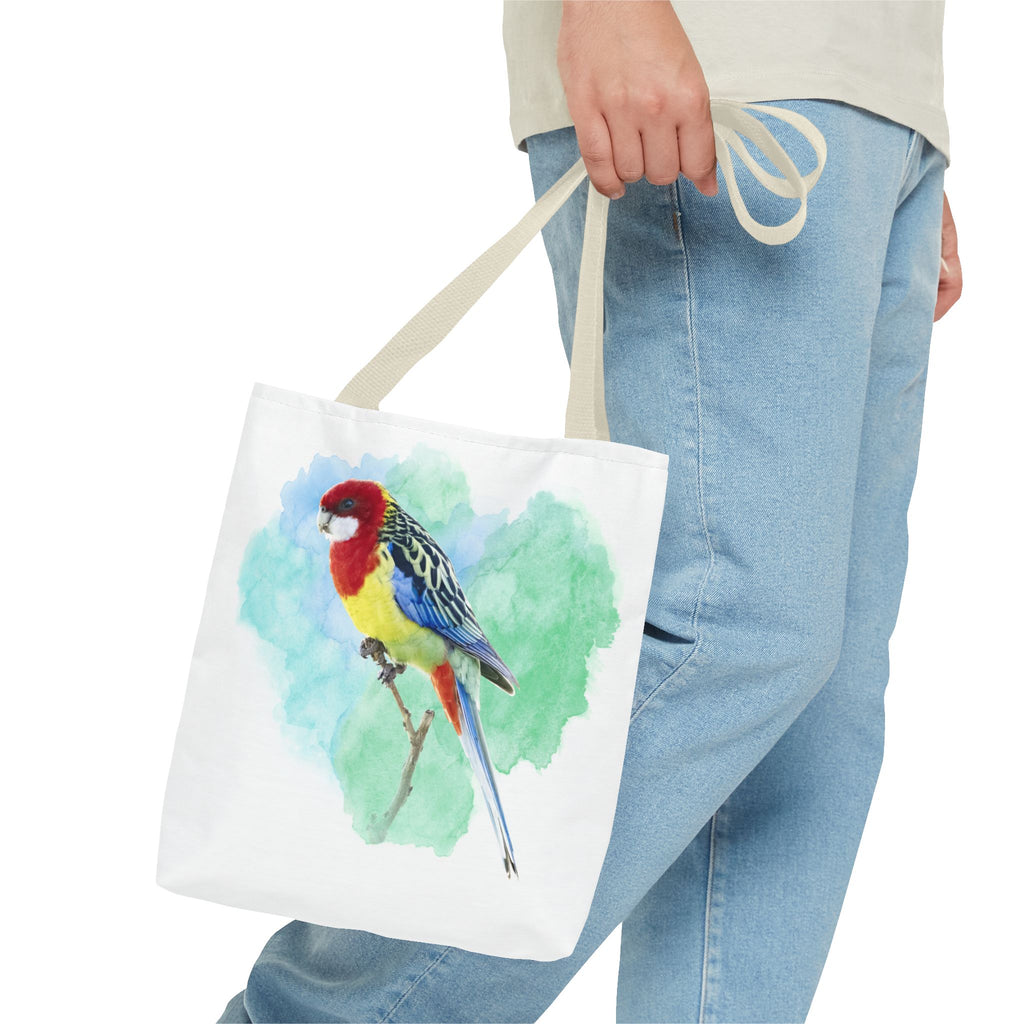 Eastern Rosella Watercolor Tote Bag – Australian Bird Art Shoulder Bag