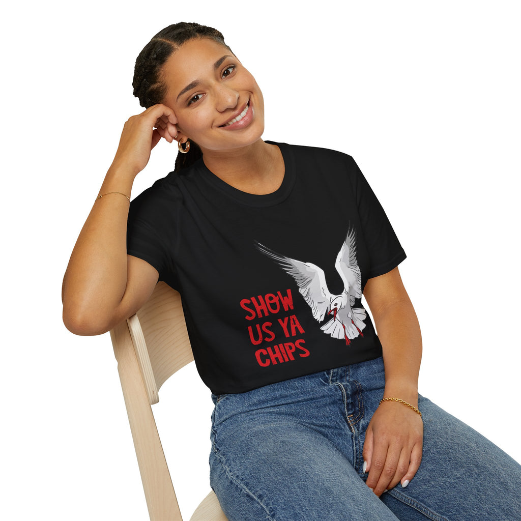 "Show Us Ya Chips?" Seagull Graphic T-Shirt