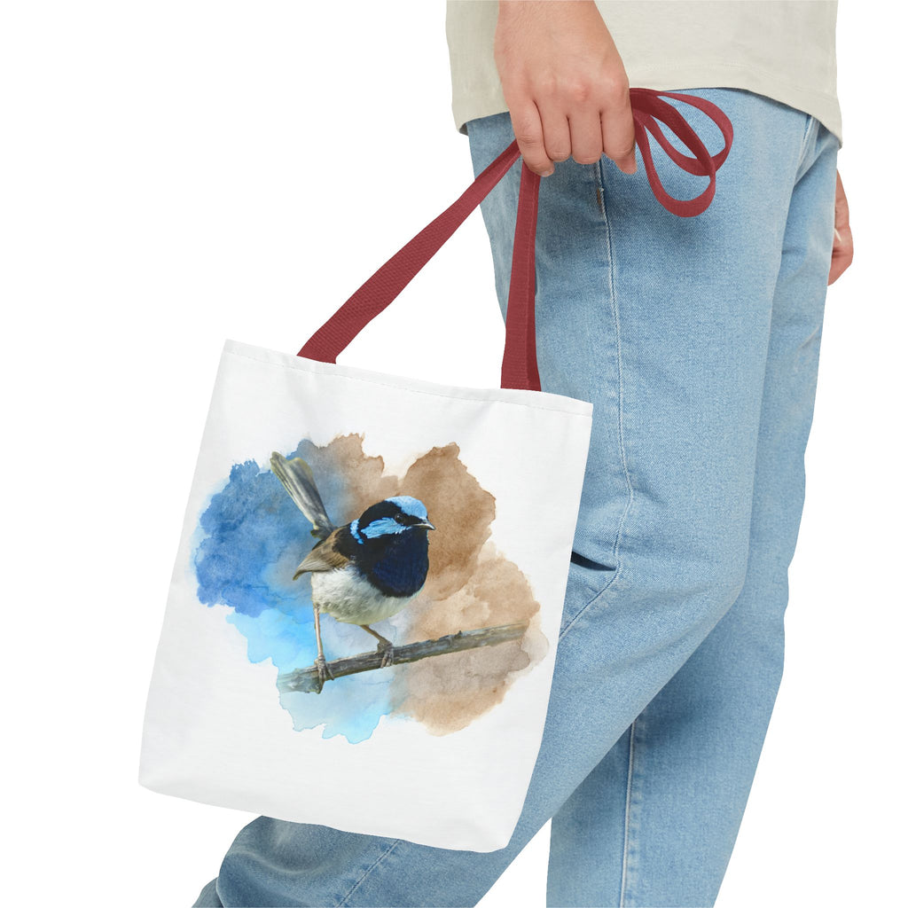 Superb Fairywren Watercolor Tote Bag – Australian Bird Art Shoulder Bag