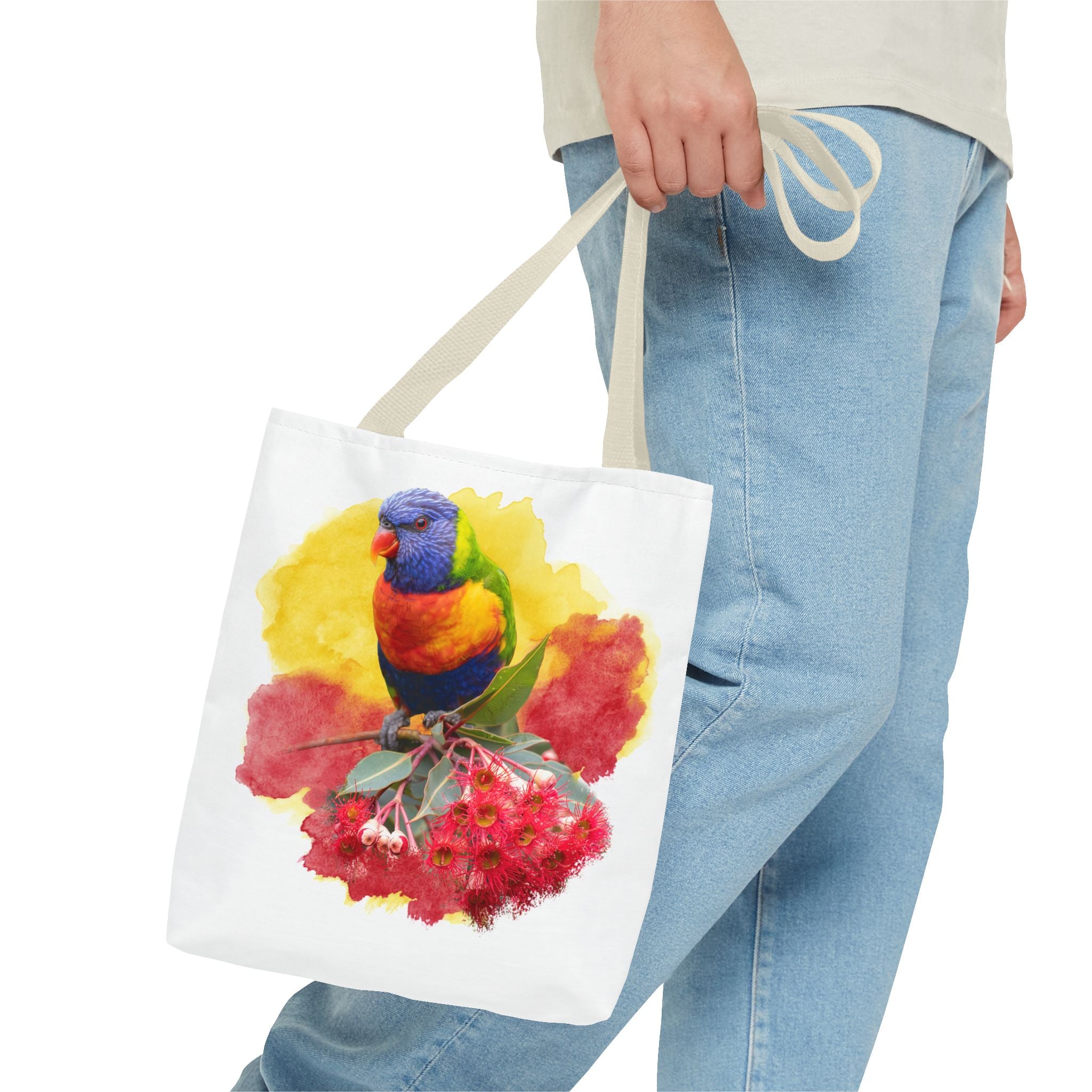 Rainbow Lorikeet Watercolor Tote Bag – Australian Bird Art Shoulder Bag